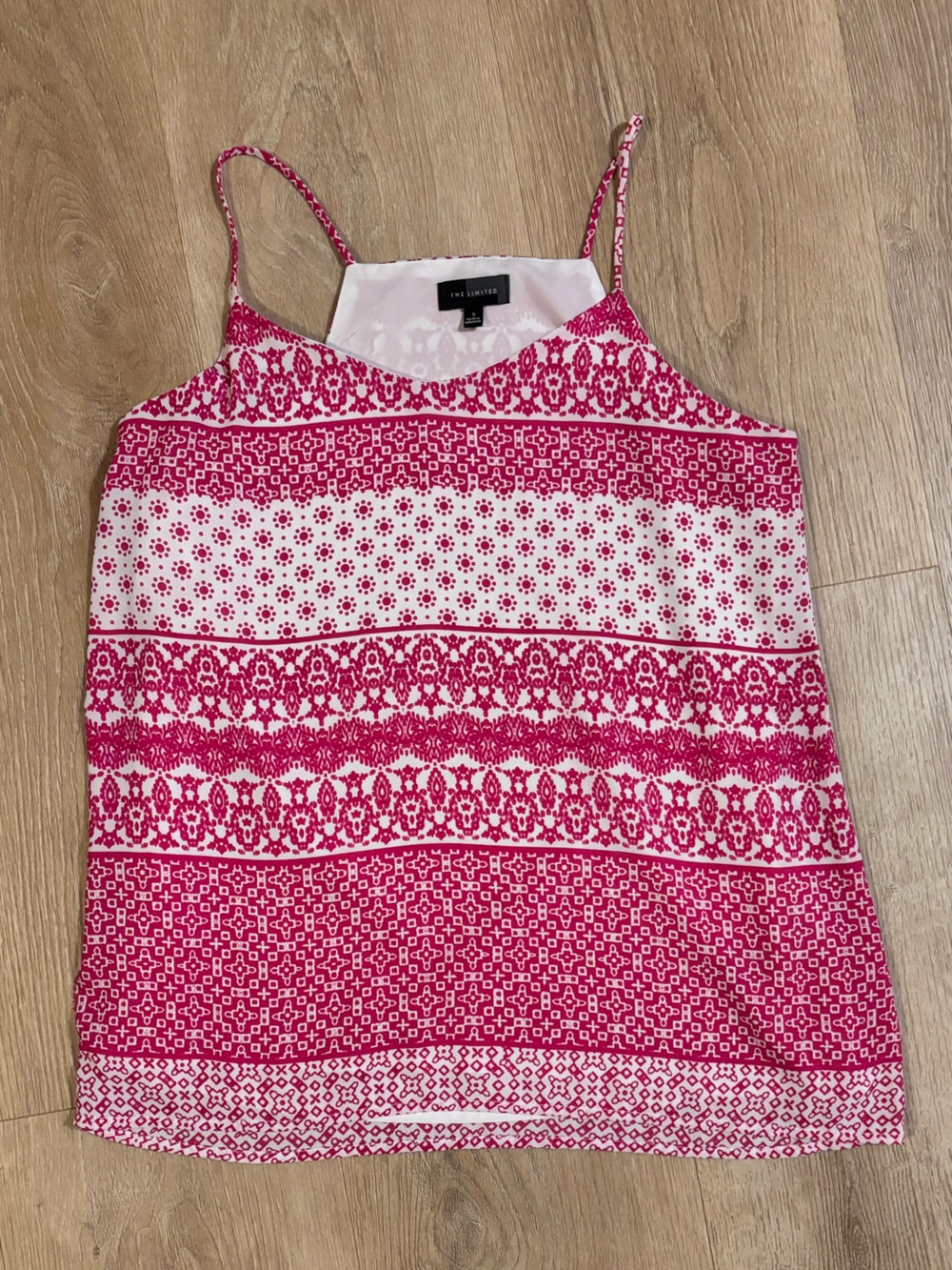 The Limited Pink and White Printed flowy tank Top